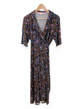 Boden Lavinia Floral Wrap Dress Navy 12